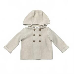 NEW VIVERANO ORGANICS kid's hooded double button coat jacket in stone